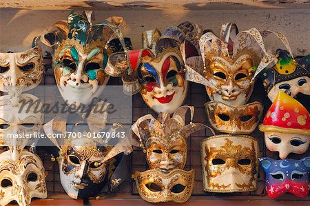 Masques de mascarade à vendre, Venise Italie