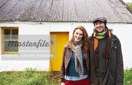 Portrait of Couple by Barn, Ireland
