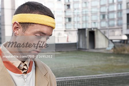 Close-up Portrait of Man Wearing Headband