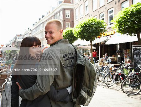 Couple Walking through Market, Amsterdam, Netherlands