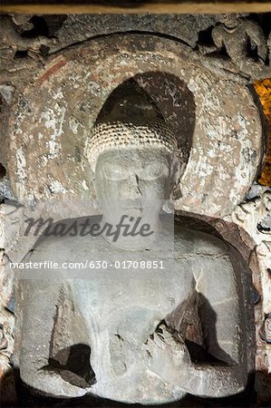 Statue of Buddha in a cave, Ajanta, Maharashtra, India