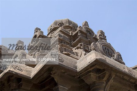 Low angle view of a temple, Ellora, Aurangabad, Maharashtra, India
