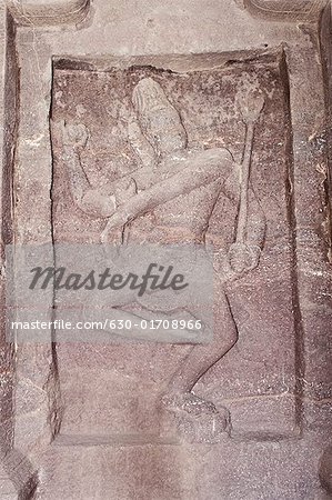 Statue of lord Shiva carved in a cave, Ellora, Aurangabad, Maharashtra, India