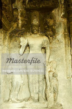 Statues in a cave, Ellora, Aurangabad, Maharashtra, India