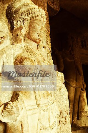 Statue in a cave, Ellora, Aurangabad, Maharashtra, India