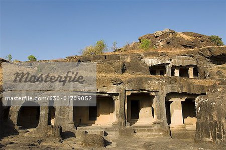 Alte Ruinen von einer Höhle, Ellora, Aurangabad, Maharashtra, Indien