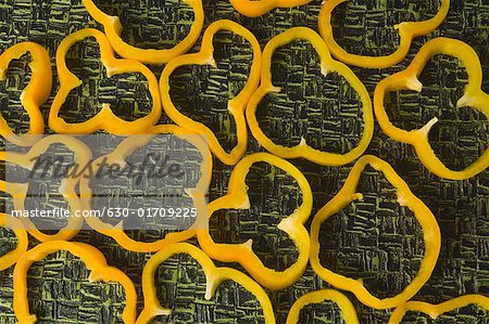 Close-up of yellow bell pepper slices