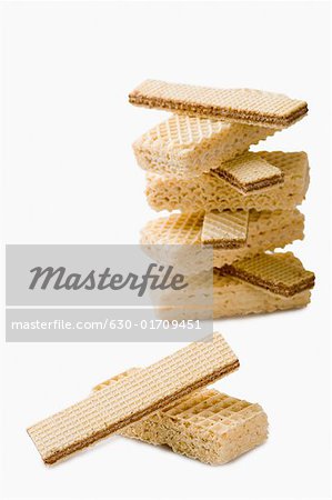 Close-up of stacks of wafers