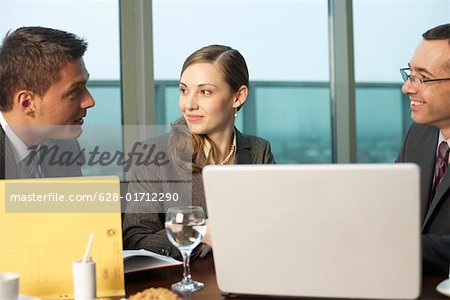 Three businesspeople having a meeting