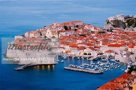 Vieille ville de Dubrovnik, à l'aube, Croatie