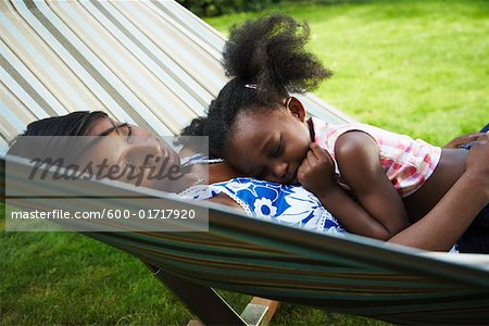 Mother and Daughter Sleeping in Hammock