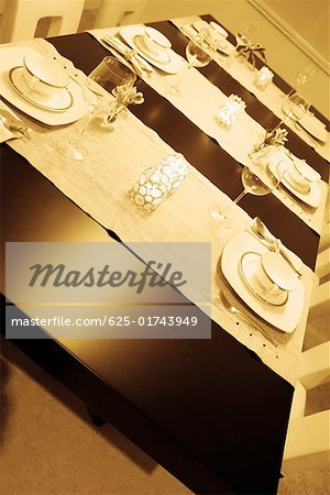 High angle view of place setting on a dining table