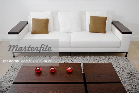 Table and a couch in a living room