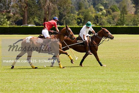 Two polo players playing polo