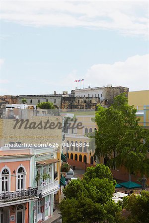 High angle view of buildings in a city, Old San Juan, San Juan, Puerto Rico