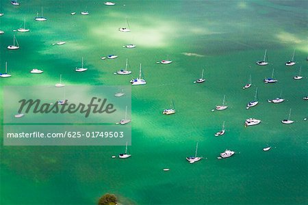 Vue aérienne de voiliers dans la mer, Florida Keys, en Floride, USA