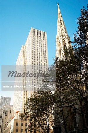 Low angle view of a church, St. Patrick's Cathedral, Manhattan, New York City, New York State, USA