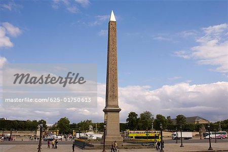Obelisk at a roadside, Obelisk of Luxor, Place De La Concorde, Paris, France