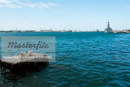 Memorial structure in the sea, USS Arizona Memorial, Pearl Harbor, Honolulu, Oahu, Hawaii Islands, USA