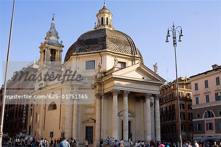 Tourists in front of a church, Santa Maria Di Montesanto, Piazza Del Popolo, Rome, Italy