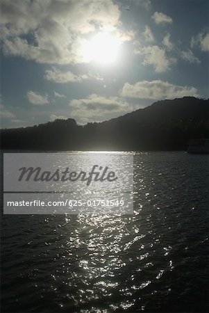 Silhouette of mountains at dusk, Providencia, Providencia y Santa Catalina, San Andres y Providencia Department, Colombia