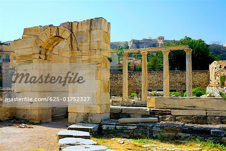 Ruines d'un temple, Temple de Zeus Olympien, Athènes, Grèce