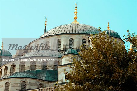 Vue d'angle faible d'une mosquée, la mosquée bleue, Istanbul, Turquie