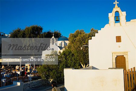 Facade of a church, Mykonos, Cyclades Islands, Greece