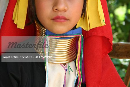 Close-up of a girl with a neckring, Chiang Mai, Thailand