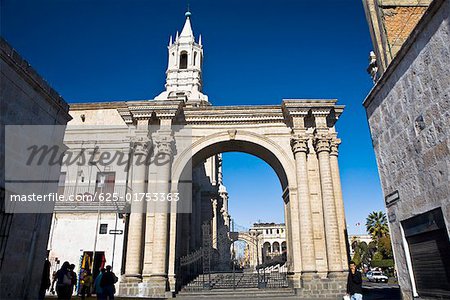 Entrance gate of a plaza, Plaza- de-Armas, Arequipa, Peru