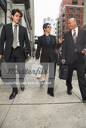 Business People Walking on Sidewalk, New York City, New York, USA