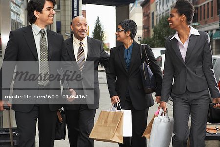 Business People Walking on Sidewalk, New York City, New York, USA