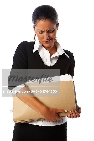 Portrait of Woman Holding Full File Folder