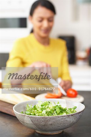 Woman Preparing a Salad