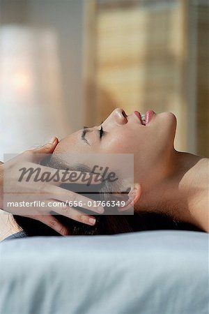 A woman has a relaxing massage