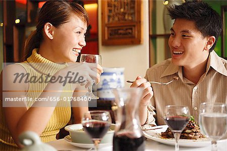 Couple dining in restaurant