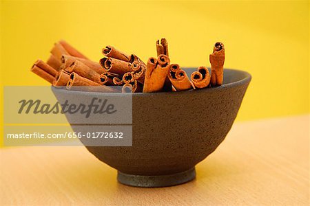Bowl with cinnamon sticks