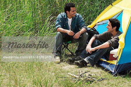 Two friends out camping