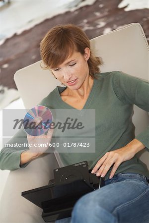 Woman with DVD Player