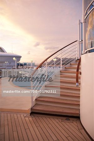 Stairway on Upper Deck of Cruise Ship