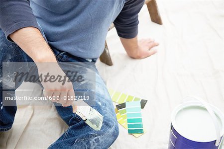 Painter with Paint Can and Swatches