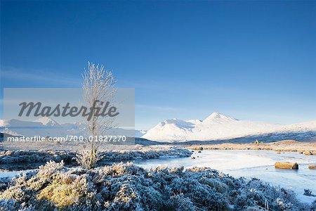 Frozen Lake and Black Mount, Rannoch Moor, Scotland