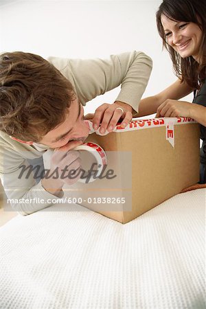 Couple Packing Box in Bedroom