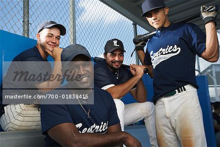 Portrait of Baseball Players in Dugout