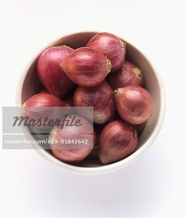 Shallots in a White Bowl