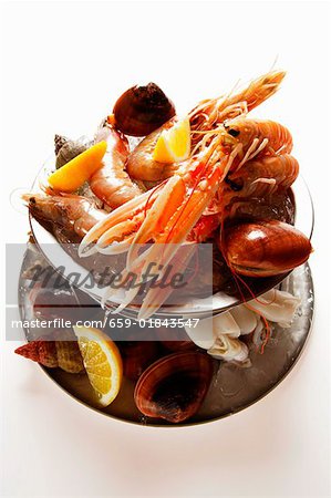 Seafood on tiered stand