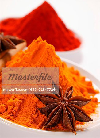 Curry powder and paprika, star anise