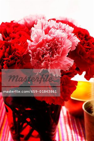 Bouquet of red and pink carnations