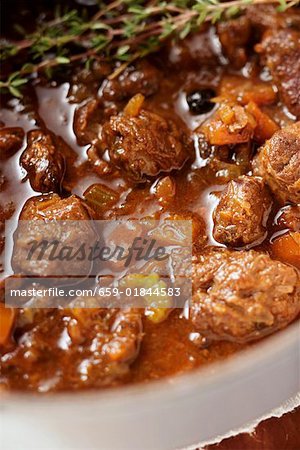 Venison ragout with thyme (close- up)
