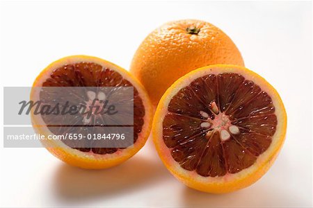 Whole and half blood oranges